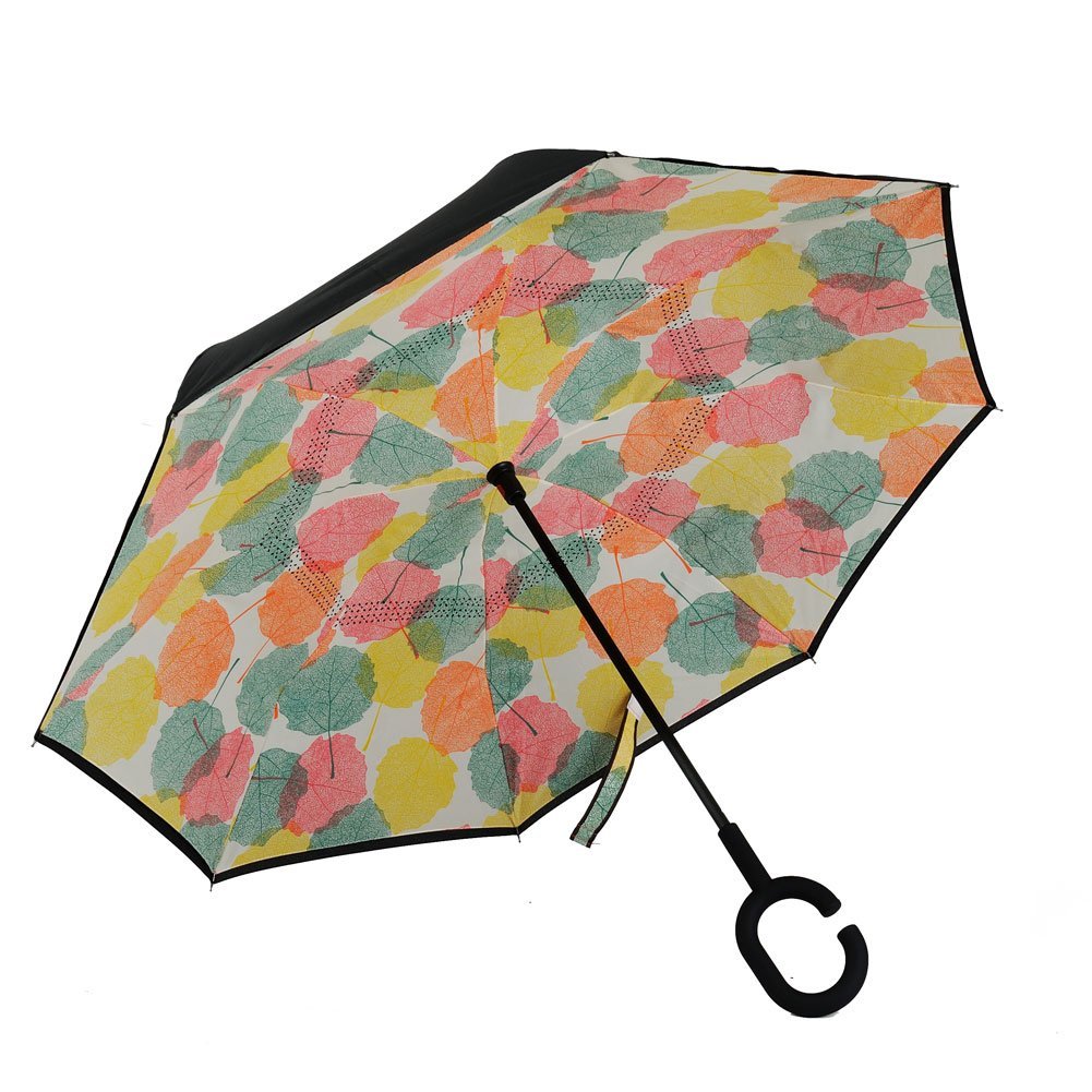 

Зонт обратного сложения наоборот Up-Brella умный антизонт (смарт зонт) Листья