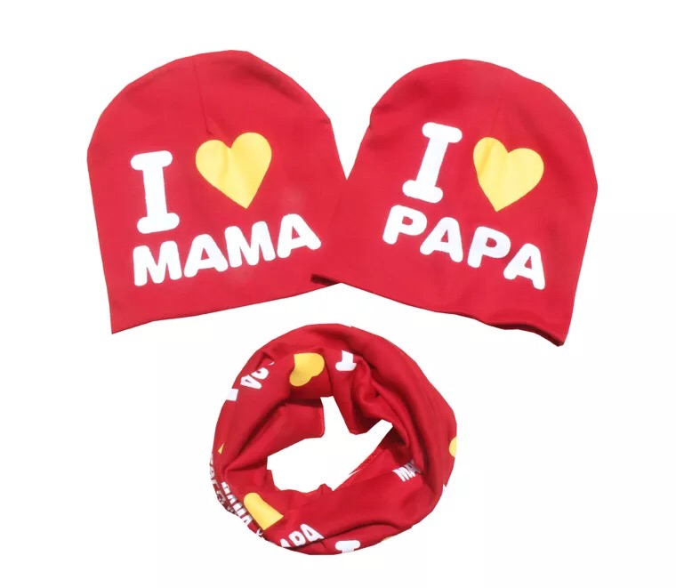 

Комплект I love mama+ I love papa Beeba 46-52р. Красный 1118