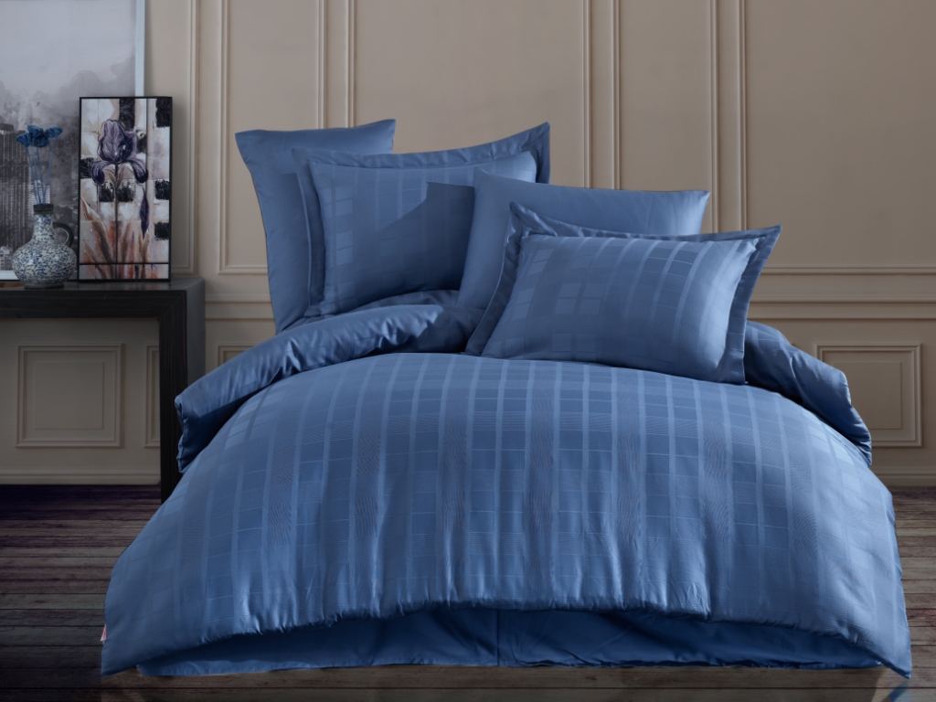 

Комплект постельного белья Hobby Exclusive Sateen Diamond Ekose 200x220 Синий