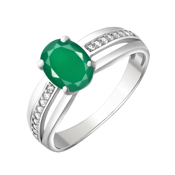 

Серебряное кольцо с агатом и фианитами 000133071 16 размера