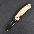Нож складной Ontario RAT-1 (длина: 219мм, лезвие: 84мм, чёрное), tan 8846DT - изображение 2