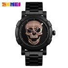 Мужские часы Skmei Skull 9178 Черные с черепом Красная платина