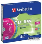Verbatim CD-RW 700 MB 12x Slim 5 шт Color (43167)