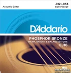 Струны для акустических гитар DAddario EJ16 Phosphor Bronze Light (12-53)