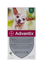 Краплі Elanco (Bayer) Advantix (Адвантікс) від заражень екто паразитами для собак до 4 кг 4 піпетки (85910388/86491451)A