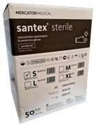 Стерильні рукавички Santex sterile Латексні опудренниє Розмір S 100 шт Білі - зображення 1