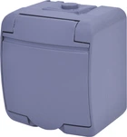 Розетка одинарна IP54 з з/к ETI RHE-1s-SR Сіра з кришкою 4668070 (зовнішня)