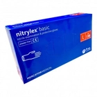 Рукавички Nitrylex basic медичні нестерильні нітрилові без пудри Розмір L 100шт в упаковці Сині - зображення 1