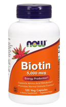 Біотин NOW Foods BIOTIN 5MG (5000 мкг) 120 капс веган