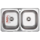 Мойка для кухни ZERIX из нержавеющей стали Z7848D-08-180E 780x480мм прямоугольная врезная матовая 0.8мм на две чаши с сифоном ZS0578