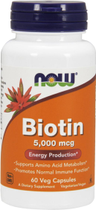Вітаміни NOW BIOTIN 5 мг 5000 мкг 60 веган капсул (733739004710)