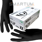 Перчатки нитриловые чёрные одноразовые нестерильные без пудры SFM 3.8 г размер L 100 шт - 50 пар - изображение 1