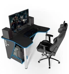 Геймерский игровой стол ZEUS IGROK-3 черный+синий