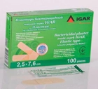 Пластир бактерицидний IGAR тип Еластик на еластичній полімерній основі 2,5 x 7,6 см 100шт - изображение 1