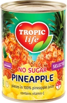 Ананас шматочками Tropic Life у власному соку без сахара 580 мл (5060235650369) - зображення 1