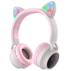 Беспроводные наушники Hoco W27 Cat Ear (Bluetooth, кошачьи ушки, LED, USB) - Серый