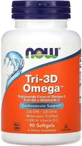 Риб'ячий жир + D3, Tri-3D Omega, Now Foods 90 желатинових капсул (733739016867)