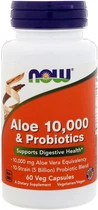 Алое 10 000 & Пробіотики, Now Foods 60 вегетаріанських капсул (733739030290)