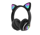 Бездротові Bluetooth-навушники "Котячі вушка" з мікрофоном та FM радіо Cat STN-28 AUX з підсвіткою Чорні