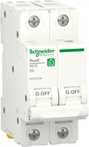 Автоматичний вимикач Schneider Electric RESI9 6А, 2P, крива В, 6кА (R9F02206)