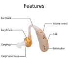 Заушный слуховой аппарат для улучшения слуха Axon E-103 Бежевый - изображение 4
