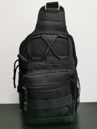 Тактическая мужская однолямочная нагрудная сумка через плечо черная - изображение 1