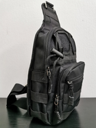 Тактическая мужская однолямочная нагрудная сумка через плечо черная - изображение 2