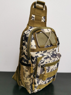 Тактическая армейская нагрудная однолямочная мужская сумка через плечо камуфляжная - изображение 3