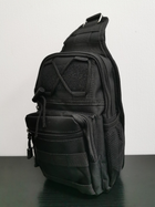 Тактическая мужская однолямочная нагрудная сумка через плечо черная - изображение 5