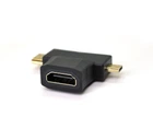 Переходник mini HDMI (папа) - micro HDMI (папа) х HDMI (мама) (02408)