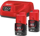 Энергокомплект Milwaukee M12 NRG-202 (Зарядное устройство для инструмента + 2 Аккумулятора для инструмента 2 А*ч) (4933459209)