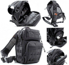 Однолямочный рюкзак тактичний MIL-TEC Чорний - зображення 5