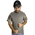 Тактическая футболка с коротким рукавом Lesko A416 Camouflage ACU XXL мужская на змейке камуфляжная (SKU_4251-12416) - изображение 6