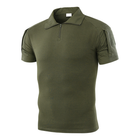 Тактична футболка з коротким рукавом Lesko A416 Green XXL чоловіча на змійці з камуфляжною кишенями (SKU_4251-12420) - зображення 1