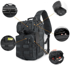 Рюкзак сумка тактовна військова Eagle M04B Oxford 600D 20л через плечі Black - зображення 6