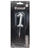 Свеча для торта Pelican "1" 6 см серебряный 3726