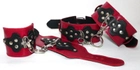 Кожаные наручники и поножи с декоративной вставкой цвет красный (17651036000000000) - изображение 1