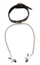Нашийник з зажимами для сосків Leather Collar with Tweezer Nipple Clamps (13022000000000000) - зображення 1