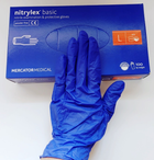 Перчатки нитриловые Mercator Medical Nitrylex basic голубые одноразовые смотровые размер L - зображення 1