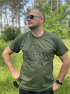 Чоловіча футболка для рибака принт Короп XXL темний хакі - зображення 3
