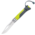 Нож складной Opinel №8 Outdoor полусеррейтор (длина: 190мм, лезвие: 85мм), зеленый - изображение 1