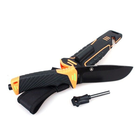 Нож Ganzo G8012 (длина: 240мм, лезвие: 115мм) + чехол (стропорез + точилка + огниво), оранжевый - изображение 4
