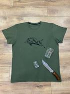Мужская футболка для охотника принт Кабанчик L темный хаки - изображение 2