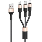 Дата кабель Hoco Xpress X26 3in1 Lightning -MicroUSB-Type-C (1m) Чорний / Золотий