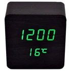 Часы VST настольные электронные с будильником и термометром зелёная подсветка 10х10см Чёрные (872)