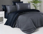 Турецкое постельное белье First Choice De luxe сатин Dark Series Serenity Dark Grey Navy Blue евро