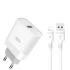 Зарядне мережеве XO L63 QC3.0 (1USB 15W 2.4A) Lightning Білий