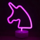 Неоновый ночник-светильник Единорог LED для комнаты на батарейках