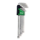 Набір torx ключів г-образних з отвором Toptul 9 од. супердовгих t10-t50