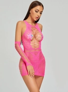 Платье сетка сексуальный наряд бодистокинг эротический боди игровой костюм BURFARD RONE розовый OneSize (XS-M) (89217)